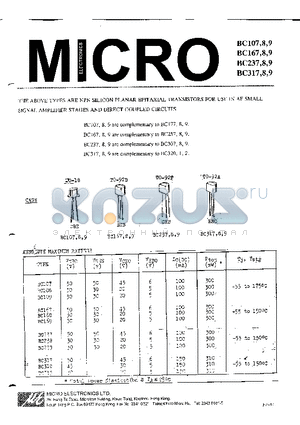 BC108 datasheet - NPN SILICON PLANAR EPITAXIAL TRANSISTORS