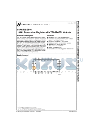 54ACTQ16646 datasheet - 16-Bit Transceiver/Register with TRI-STATE Outputs