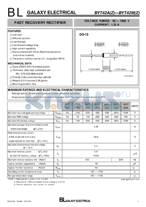BYT42GZ datasheet - FAST RECOVERY RECTIFIER