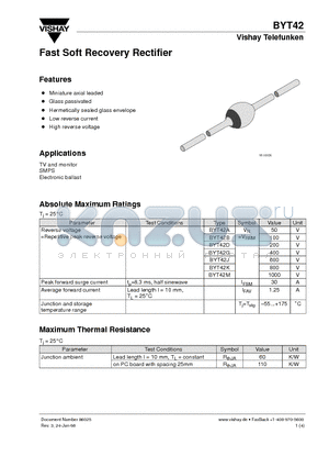 BYT42G datasheet - Fast Soft Recovery Rectifier