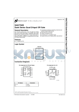 54ACTQ32L datasheet - Quiet Series Quad 2-Input OR Gate