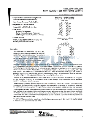 74LS670 datasheet - 4-BY-4 REGISTER FILES WITH 3-STATE OUTPUTS