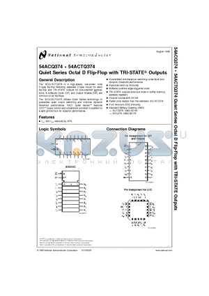54ACTQ374F datasheet - Quiet Series Octal D Flip-Flop with TRI-STATE Outputs