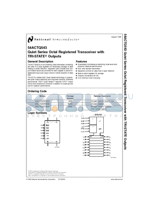 54ACTQ543 datasheet - Quiet Series Octal Registered Transceiver with TRI-STATE Outputs