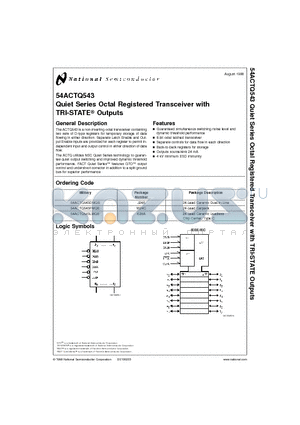 54ACTQ543DMQBD datasheet - Quiet Series Octal Registered Transceiver with TRI-STATE Outputs