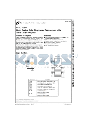 54ACTQ544D datasheet - Quiet Series Octal Registered Transceiver with TRI-STATE Outputs