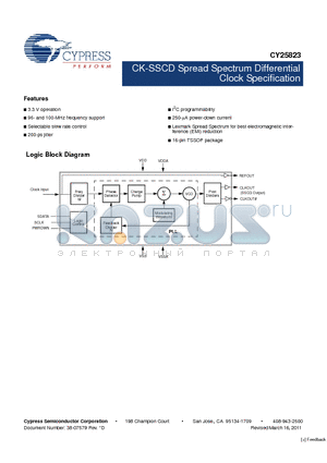 CY25823_11 datasheet - CK-SSCD Spread Spectrum Differential Clock Specification