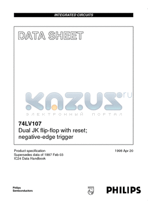 74LV107PW datasheet - Dual JK flip-flop with reset; negative-edge trigger