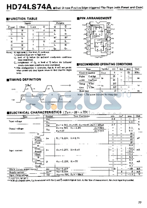 74LS74 datasheet - Dual D-type Positive Edge-triggered Flip-Flops(With Preset and Clear)
