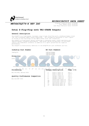 54ACTQ574FMQB datasheet - Octal D Flip-Flop with TRI-STATE Outputs