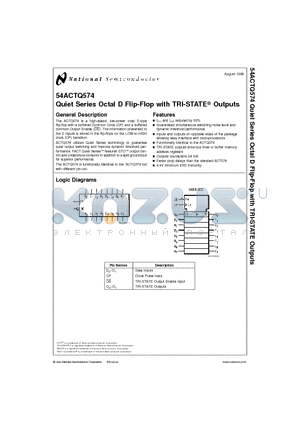 54ACTQ574P datasheet - Quiet Series Octal D Flip-Flop with TRI-STATE Outputs