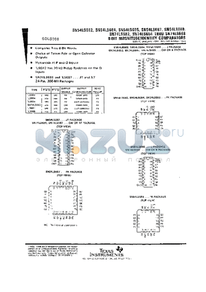 74LS68 datasheet - 8-BIT MAGNITUDE/IDENTITY  COMPARATORS