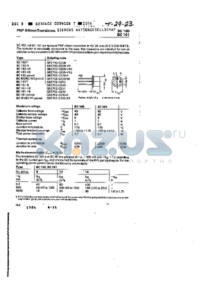 BC160-10 datasheet - PNP SILICON TRANSISTORS