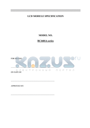 BC1601A datasheet - LCD MODULE SPECIFICATION