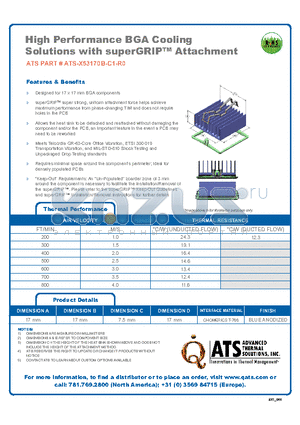 ATS-X53170B-C1-R0 datasheet - High Performance BGA Cooling Solutions with superGRIP Attachment