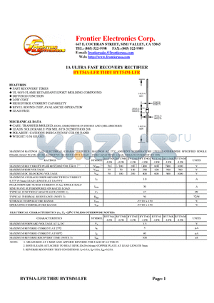 BYT54D-LFR datasheet - 1A ULTRA FAST RECOVERY RECTIFIER