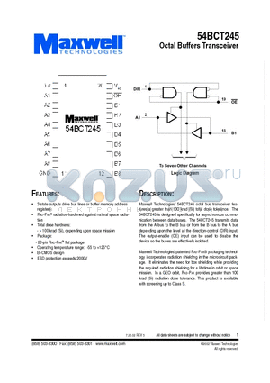 54BCT245RPFS datasheet - Octal Buffers Transceiver