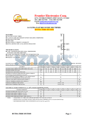 BYT54G datasheet - 1A ULTRA FAST RECOVERY RECTIFIER