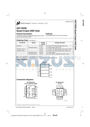 54F08 datasheet - Quad 2-Input AND Gate