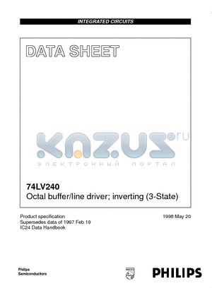 74LV240 datasheet - Octal buffer/line driver; inverting 3-State