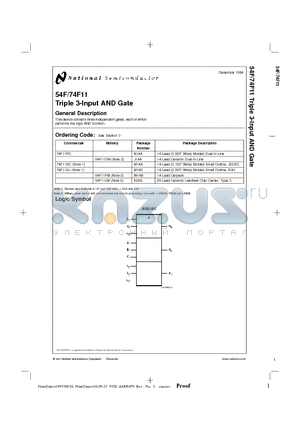 54F11FM datasheet - Triple 3-Input AND Gate