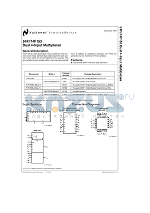 54F153 datasheet - Dual 4-Input Multiplexer