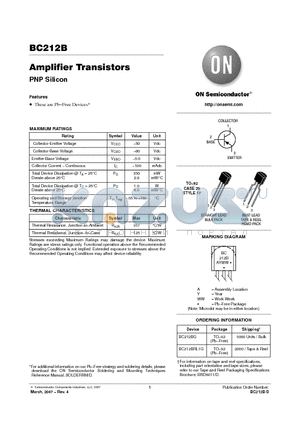 BC212BG datasheet - Amplifier Transistors PNP Silicon