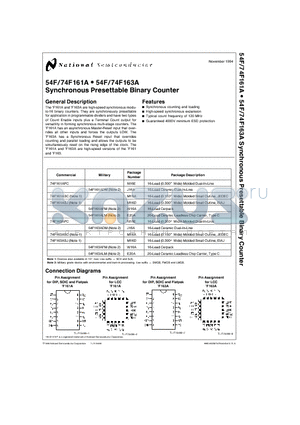 54F163ADM datasheet - Synchronous Presettable Binary Counter