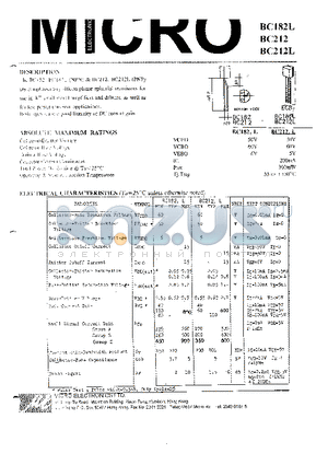 BC212L datasheet - COMPLEMENTARY SILICON PLANAR EPITAXIAL TRANSISTOR