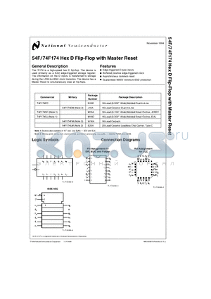 54F174FM datasheet - Hex D Flip-Flop with Master Reset