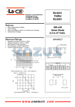 DL5222 datasheet - 500mw zener diode 2.4 to 47 volts
