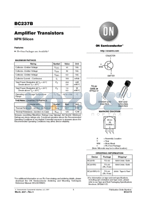 BC237B datasheet - Amplifier Transistors