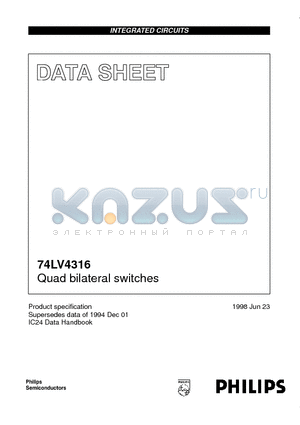 74LV4316 datasheet - Quad bilateral switches