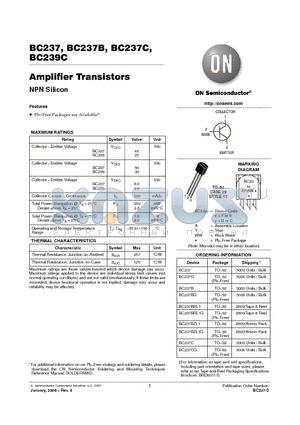BC237BZL1G datasheet - Amplifier Transistors NPN Silicon