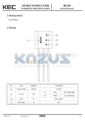 BC239_98 datasheet - TO-92 PACKAGE