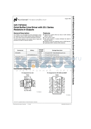 54F2244 datasheet - Octal Buffer/Line Driver with 25X Series Resistors in Outputs