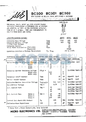 BC300 datasheet - PNP SILICON AF MEDIUM POWER AMPLIFIERS & SWITCHES