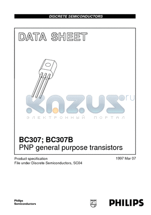 BC307B datasheet - PNP general purpose transistors