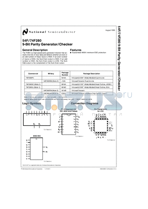 54F280LM datasheet - 9-Bit Parity Generator/Checker