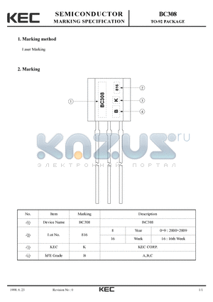 BC308_98 datasheet - TO-92 PACKAGE