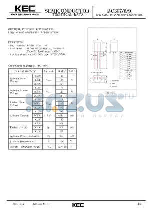 BC309 datasheet - EPITAXIAL PLANAR PNP TRANSISTOR (GENERAL PURPOSE, LOW NOISE AMPLIFIER)