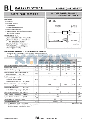 BYV27-100 datasheet - SUPER FAST RECTIFIER