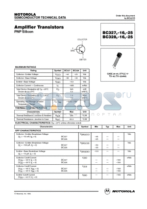 BC327 datasheet - Amplifier Transistors(PNP)