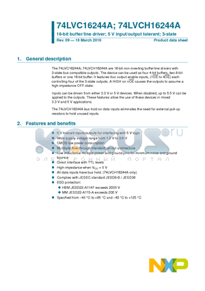 74LVC16244ABQ datasheet - 16-bit buffer/line driver; 5 V input/output tolerant; 3-state