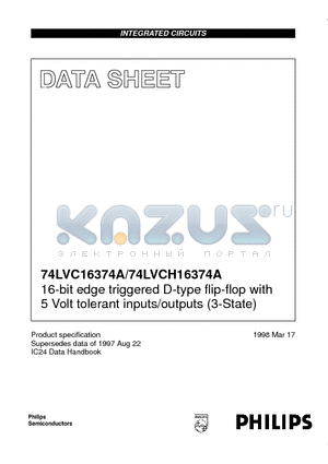 74LVC16374A datasheet - 16-bit edge triggered D-type flip-flop with 5 Volt tolerant inputs/outputs 3-State