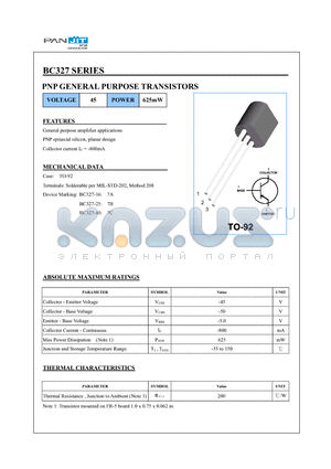 BC327-25T/R datasheet - PNP GENERAL PURPOSE TRANSISTORS