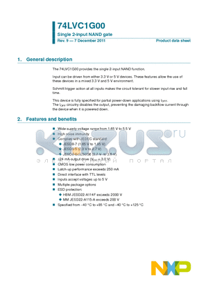 74LVC1G00GF datasheet - Single 2-input NAND gate