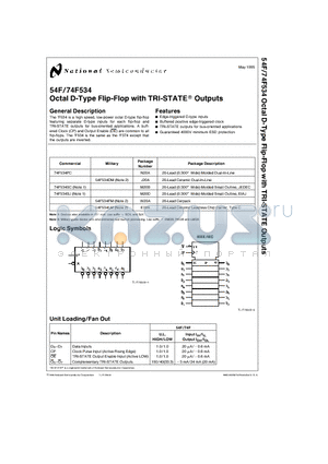 54F534DM datasheet - Octal D-Type Flip-Flop with TRI-STATE Outputs