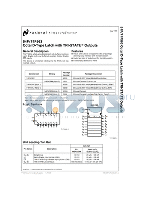 54F563 datasheet - Octal D-Type Latch with TRI-STATE^ Outputs