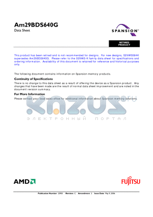 AM29BDS640GTC3WSI datasheet - 64 Megabit (4 M x 16-Bit), 1.8 Volt-only Simultaneous Read/Write, Burst Mode Flash Memory